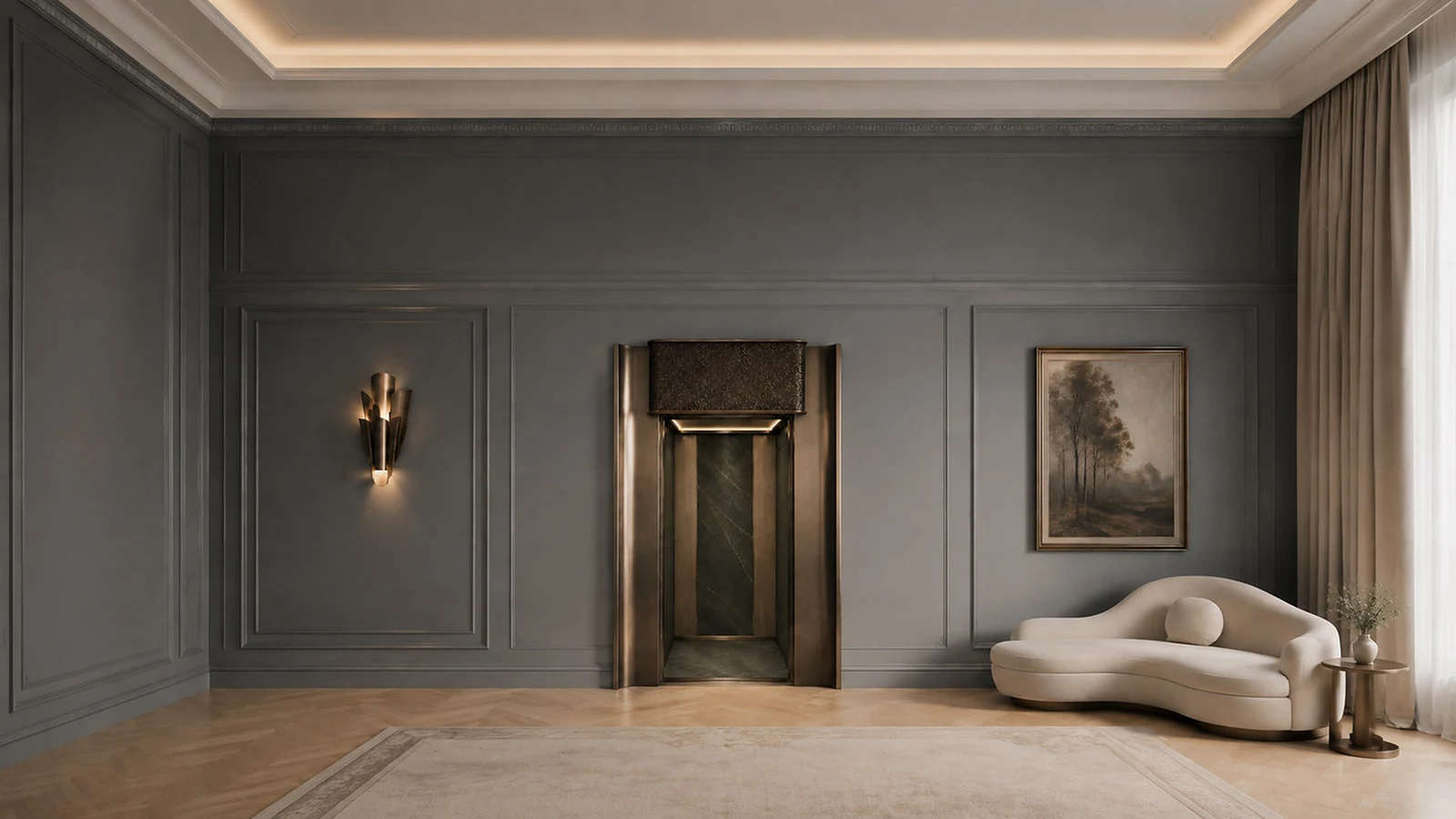 Jade Veil lift with the door open into a living room